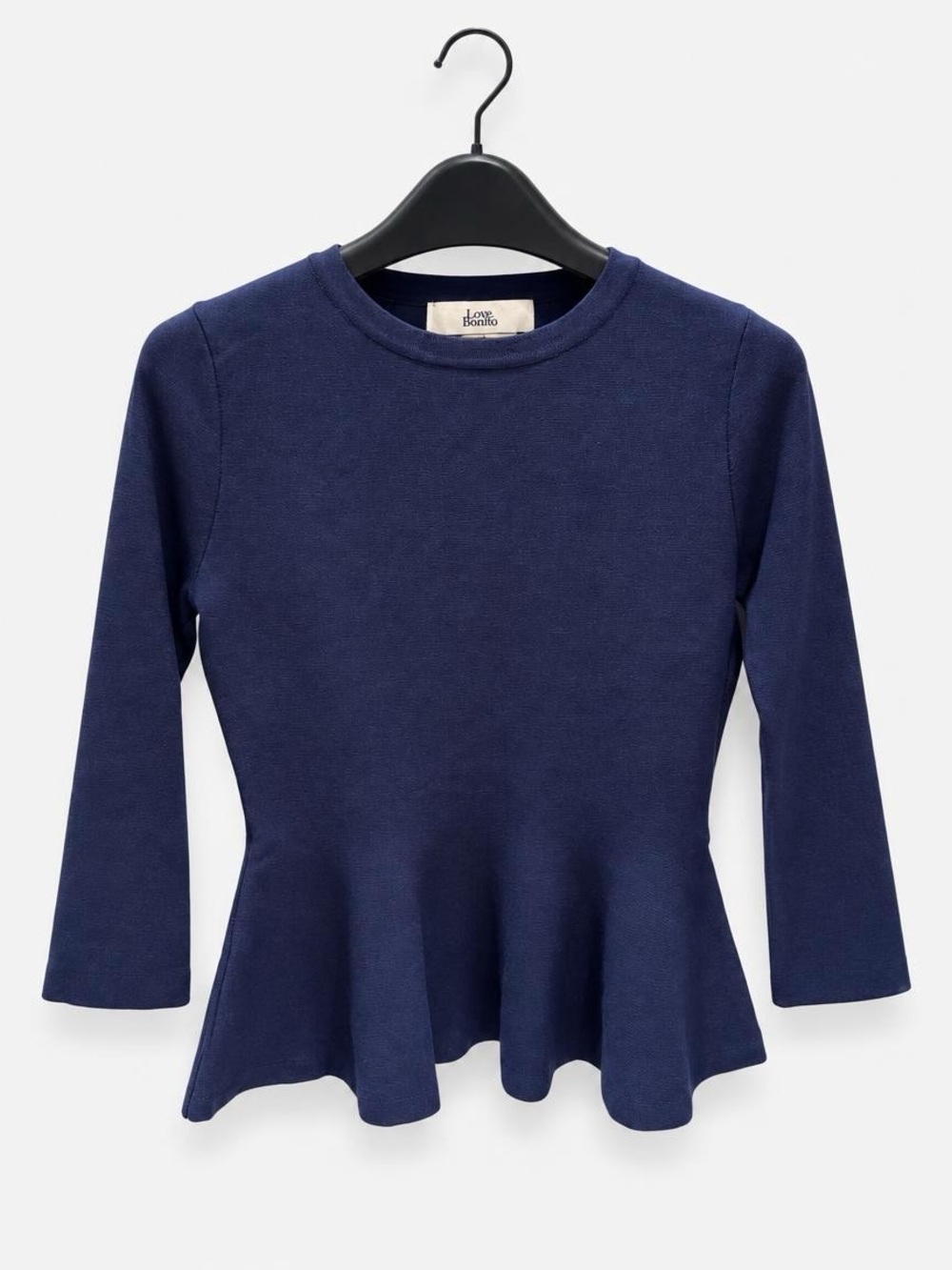 Love Bonito Long Sleeve Navy Peplum Top -